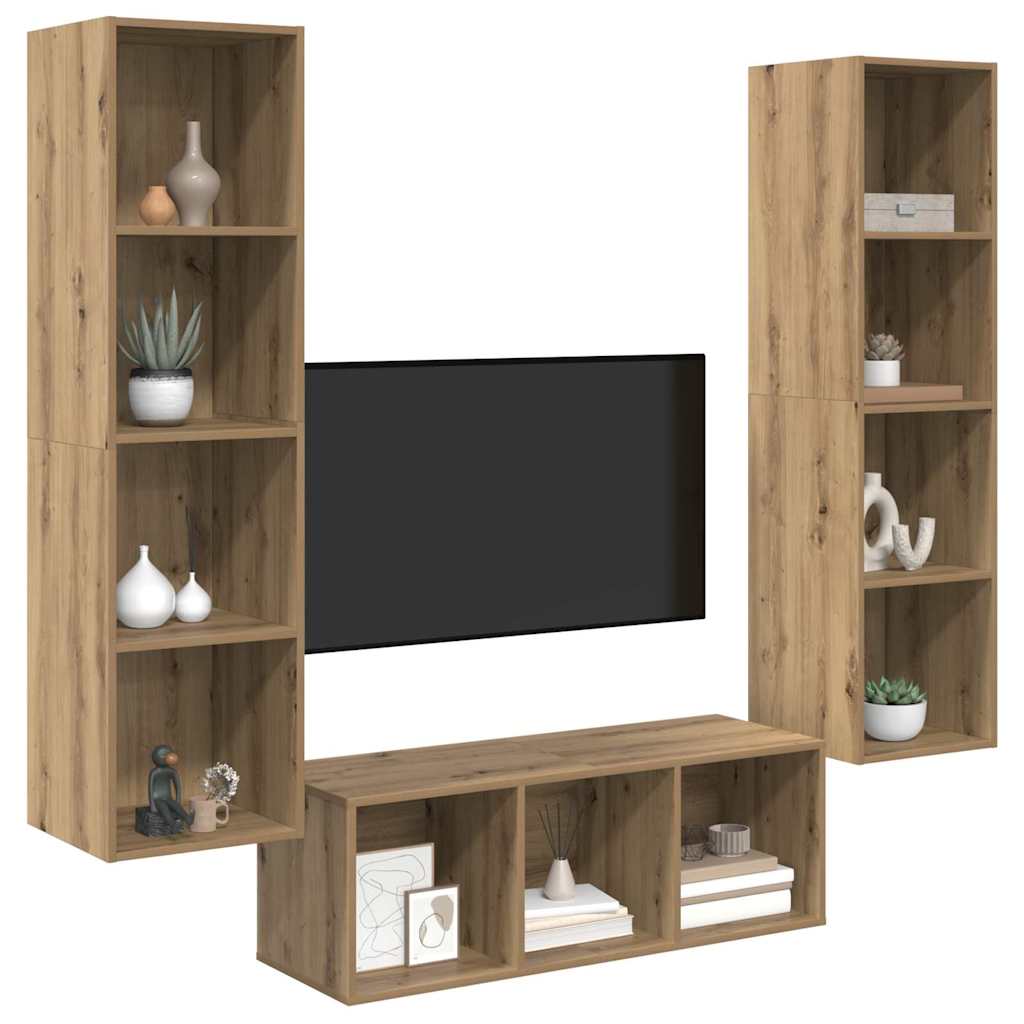 Set TV komoda Zidne 3 pcs Umjetnički hrast Konstruirano drvo