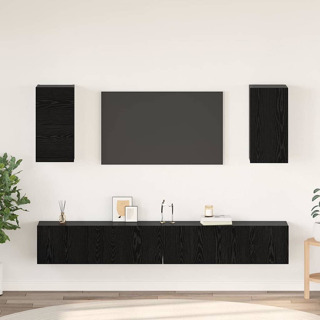 TV Kabinet za Zid 3 pcs 100 x 30 x 30 cm Crni hrast