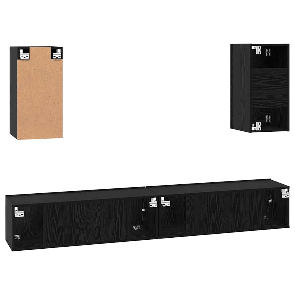 TV Kabinet za Zid 3 pcs 100 x 30 x 30 cm Crni hrast
