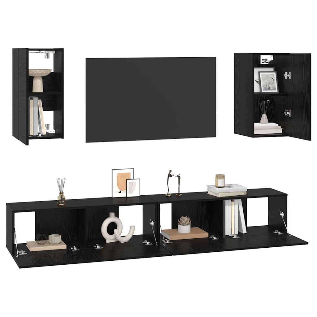 TV Kabinet za Zid 3 pcs 100 x 30 x 30 cm Crni hrast