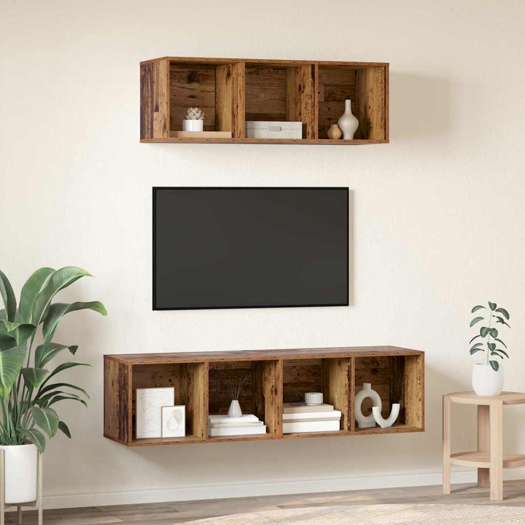 Set TV komoda Zidne 2 pcs Staro drvo Konstruirano drvo