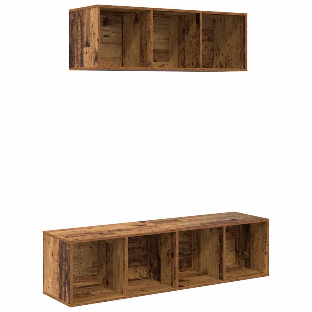 Set TV komoda Zidne 2 pcs Staro drvo Konstruirano drvo