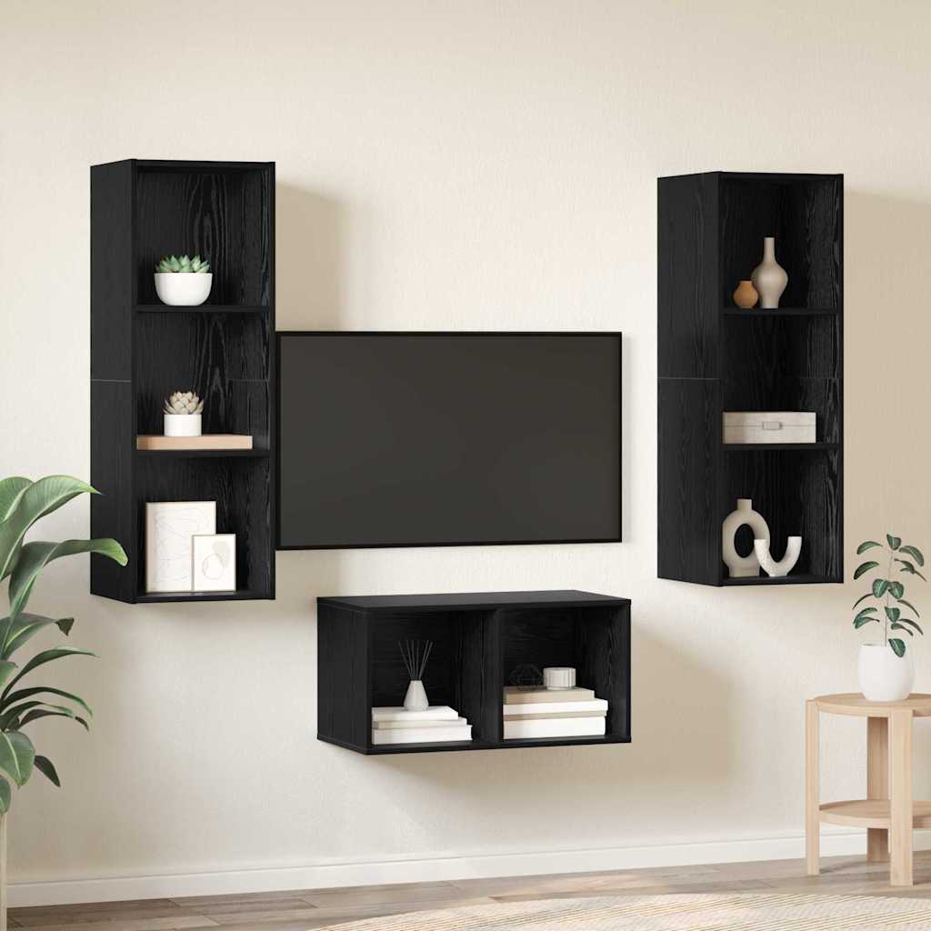 Set TV komoda Crni hrast 37 x 37 x 107 cm Konstruirano drvo