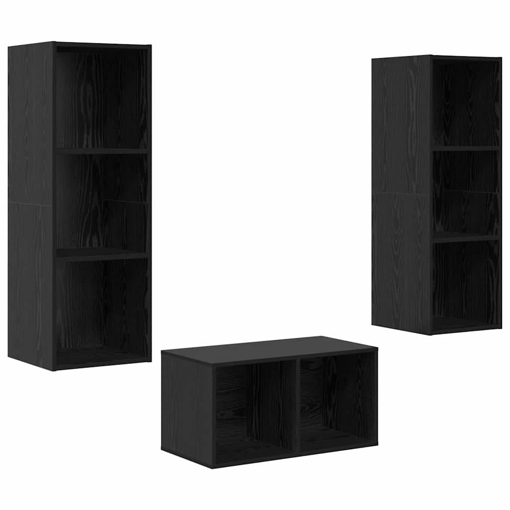 Set TV komoda Crni hrast 37 x 37 x 107 cm Konstruirano drvo