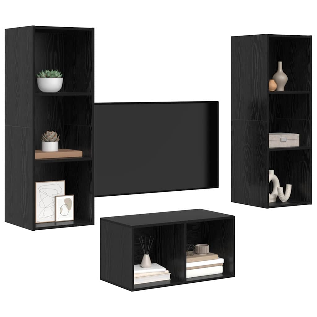 Set TV komoda Crni hrast 37 x 37 x 107 cm Konstruirano drvo