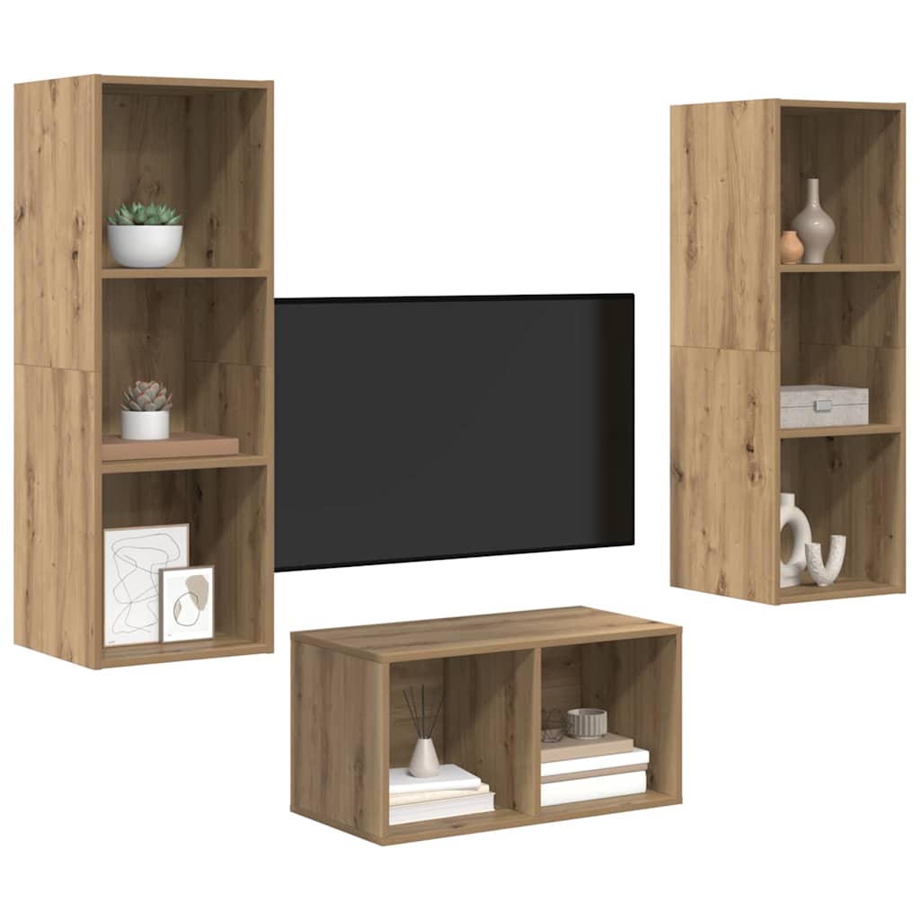 Set TV komoda Zidne Umjetnički hrast 37 x 37 x 107 cm