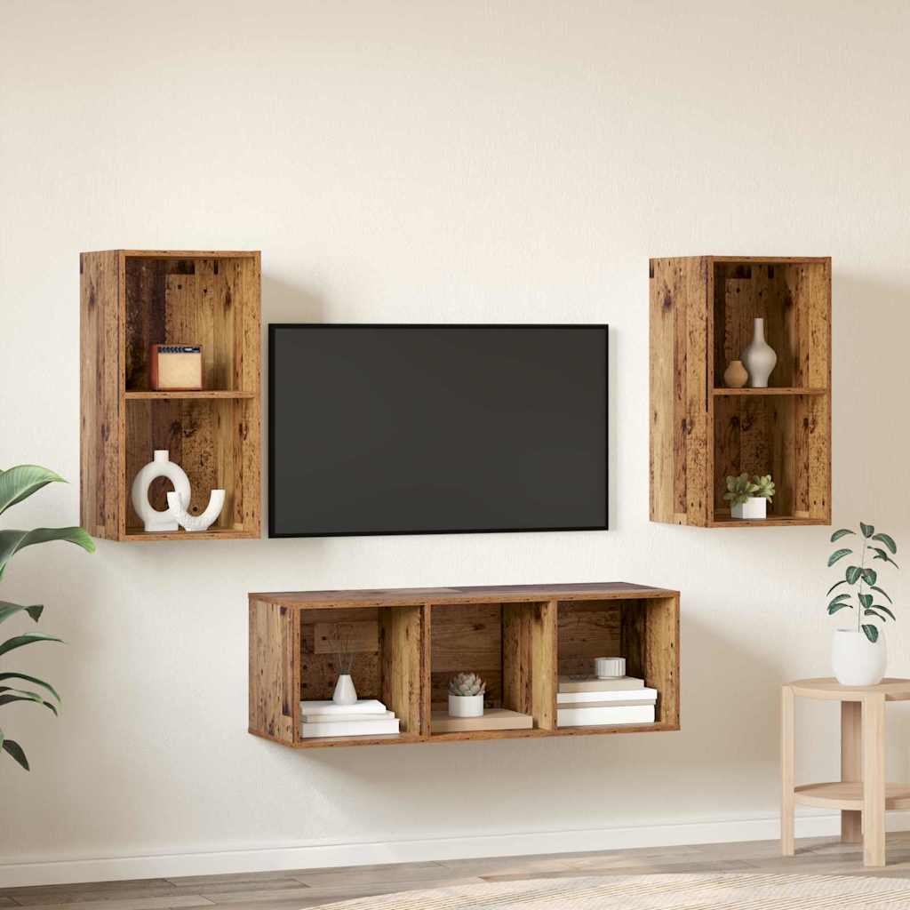 Set TV komoda 3 kom. Staro drvo Konstruirano drvo