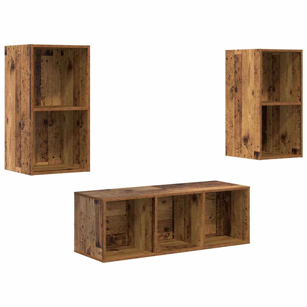 Set TV komoda Zidne 3 pcs Staro drvo Konstruirano drvo