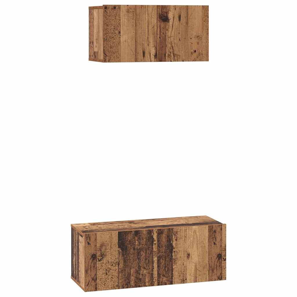 Set TV komoda Zidne 2 pcs Staro drvo Konstruirano drvo