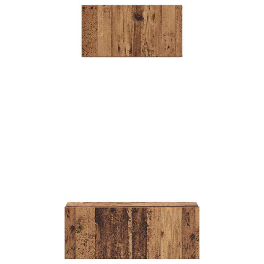 Set TV komoda Zidne 2 pcs Staro drvo Konstruirano drvo