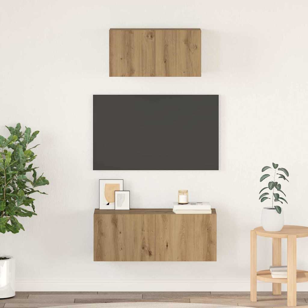 Set TV komoda Zidne 2 pcs Umjetnički hrast Konstruirano drvo