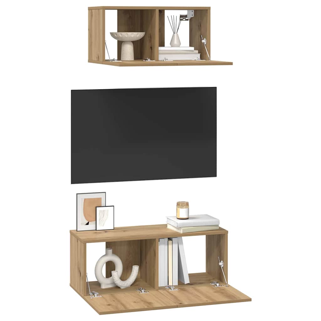 Set TV komoda Zidne 2 pcs Umjetnički hrast Konstruirano drvo