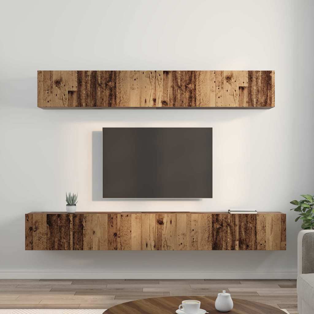 Set TV komoda Zidne 5 pcs Staro drvo Konstruirano drvo