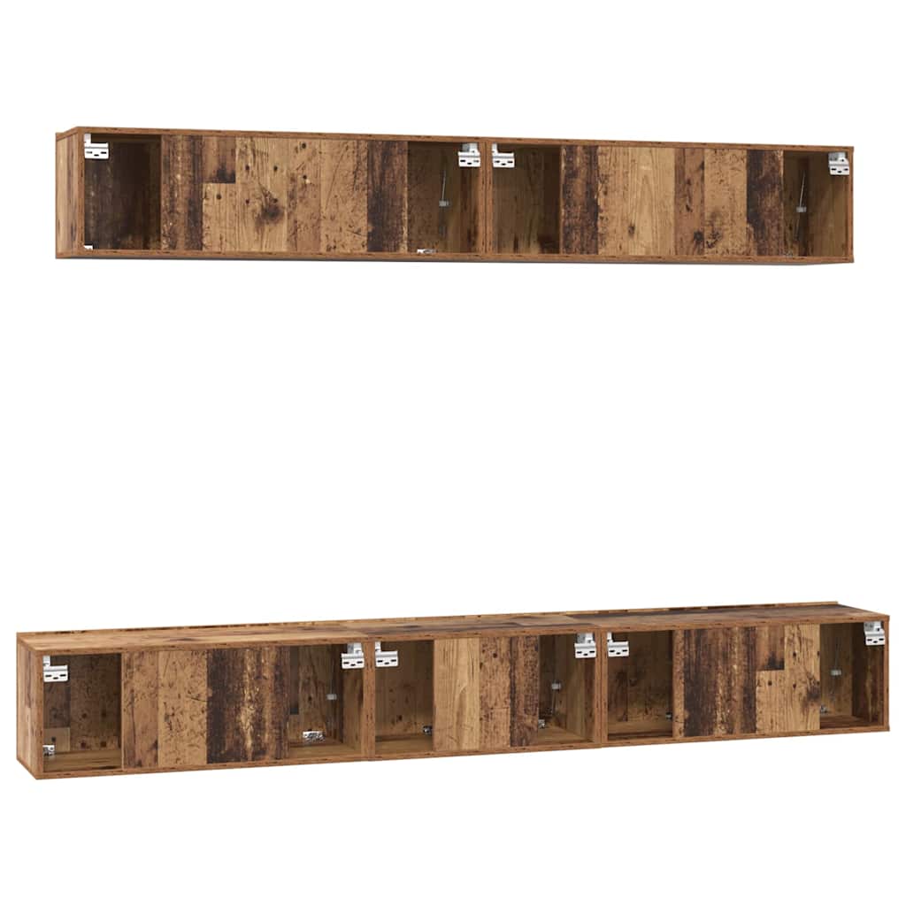 Set TV komoda Zidne 5 pcs Staro drvo Konstruirano drvo