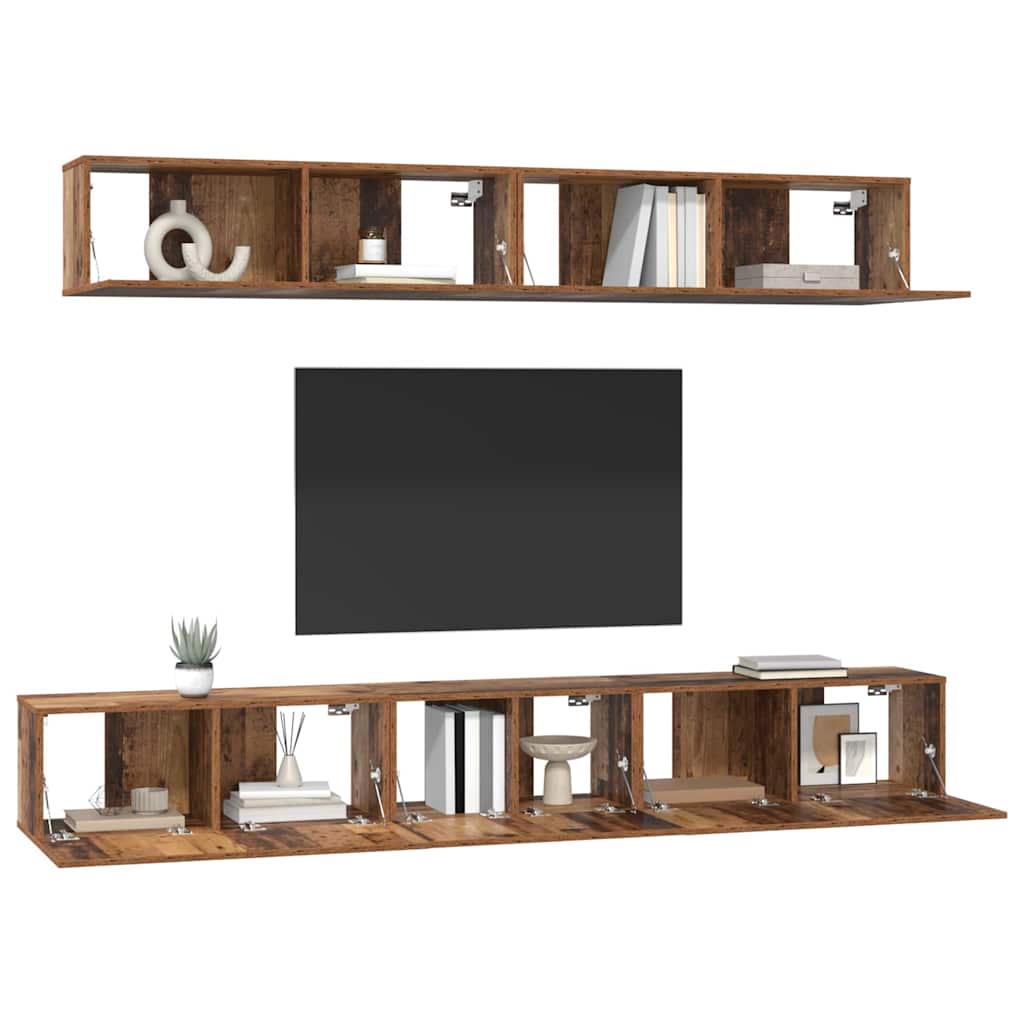 Set TV komoda Zidne 5 pcs Staro drvo Konstruirano drvo