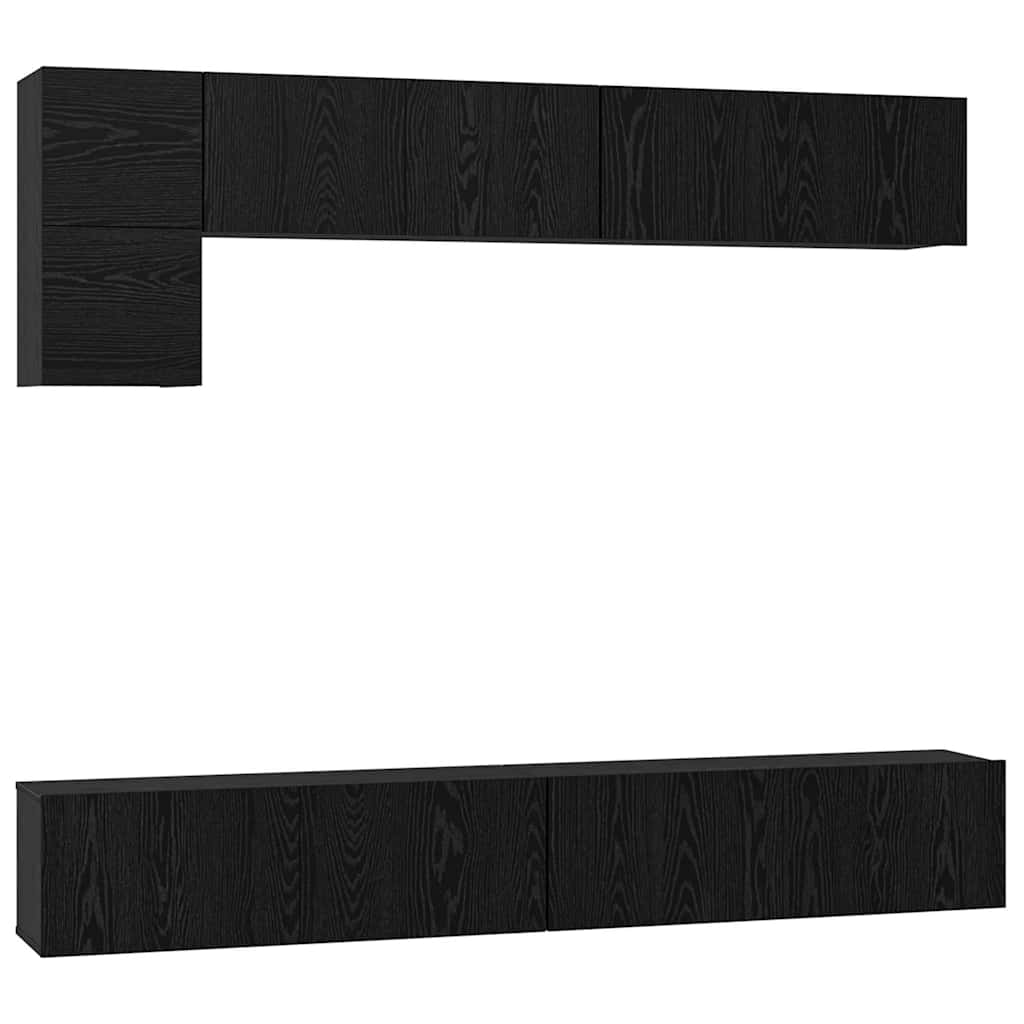 Set TV komoda Zidne 5 pcs Crni hrast Konstruirano drvo