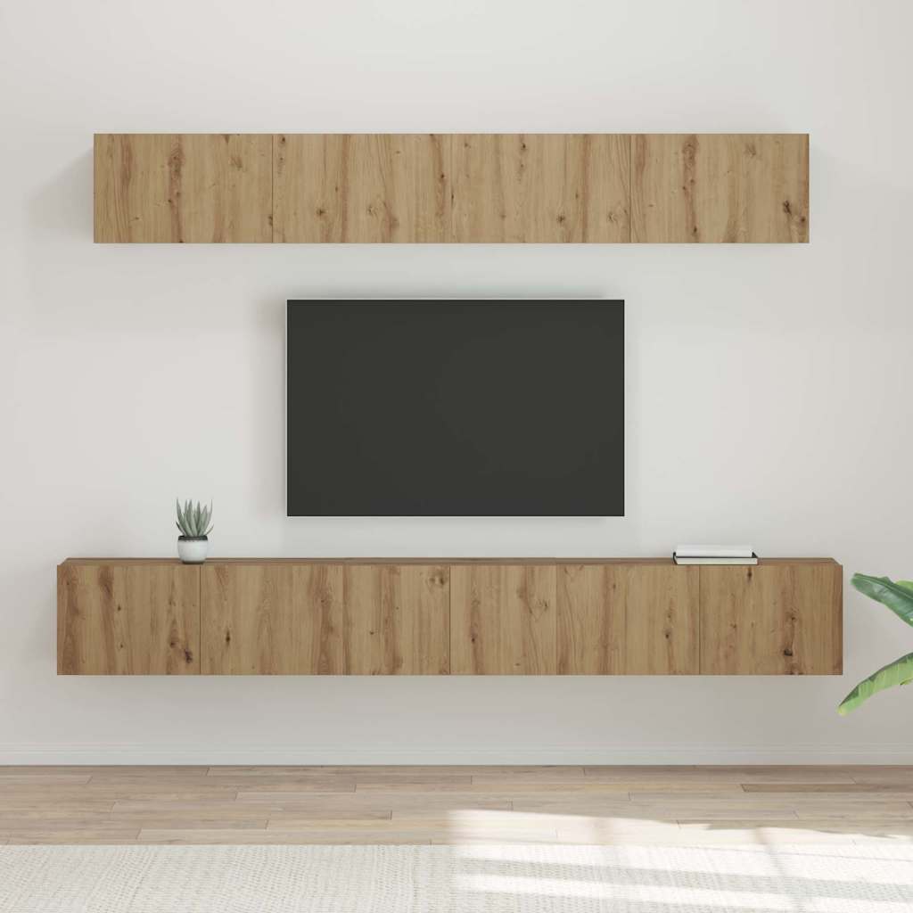 Set TV komoda Zidne 5 pcs Umjetnički hrast Konstruirano drvo
