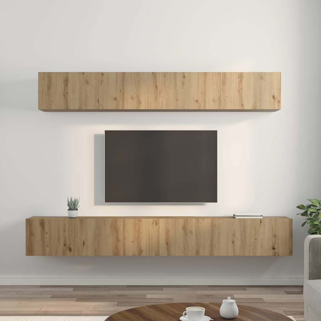 Set TV komoda Zidne 5 pcs Umjetnički hrast Konstruirano drvo