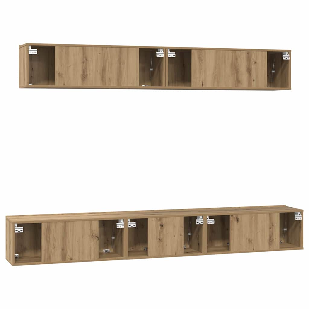 Set TV komoda Zidne 5 pcs Umjetnički hrast Konstruirano drvo