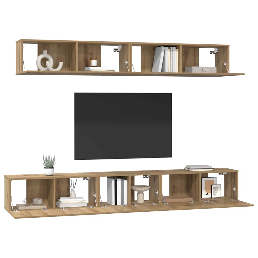 Set TV komoda Zidne 5 pcs Umjetnički hrast Konstruirano drvo