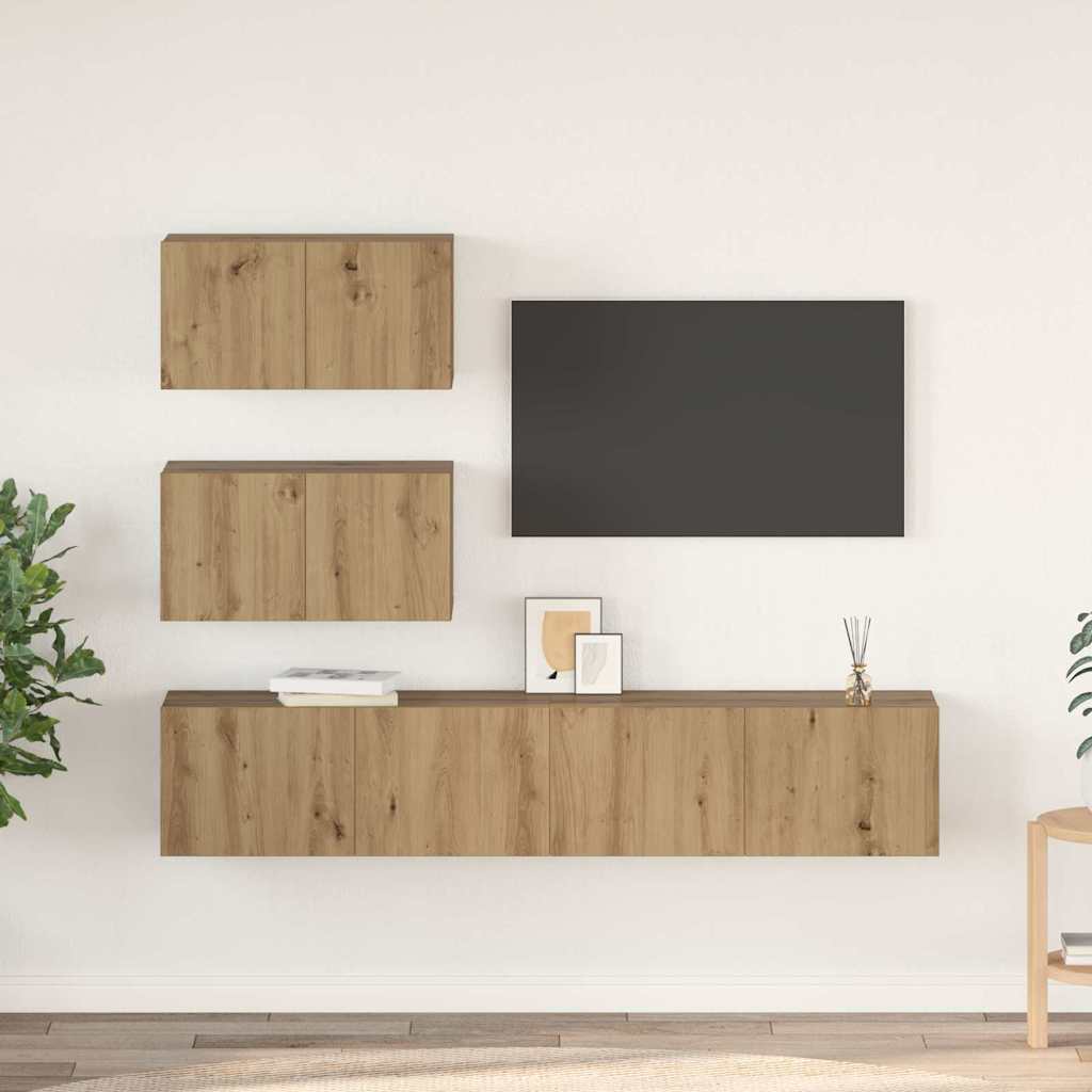 Set TV komoda Zidne 4 pcs Hrast artisan Konstruirano drvo