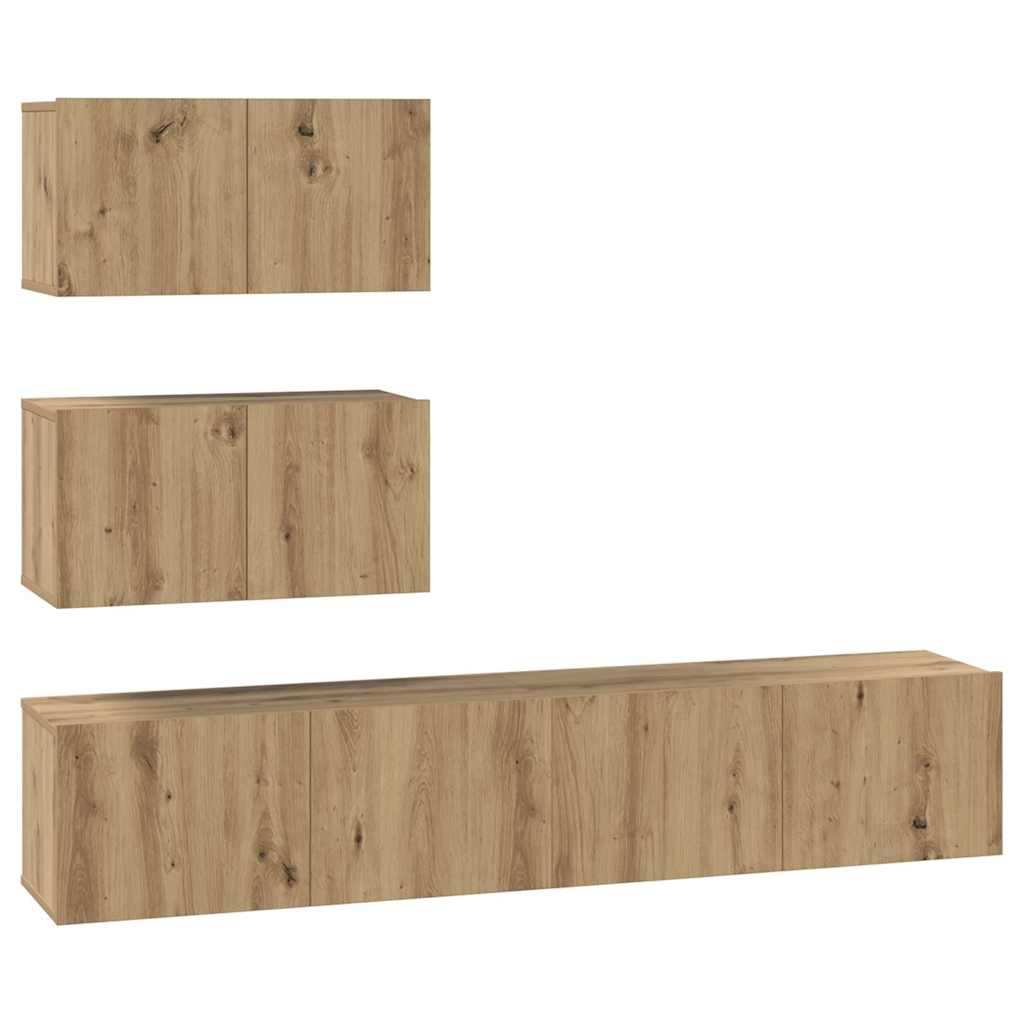 Set TV komoda Zidne 4 pcs Hrast artisan Konstruirano drvo