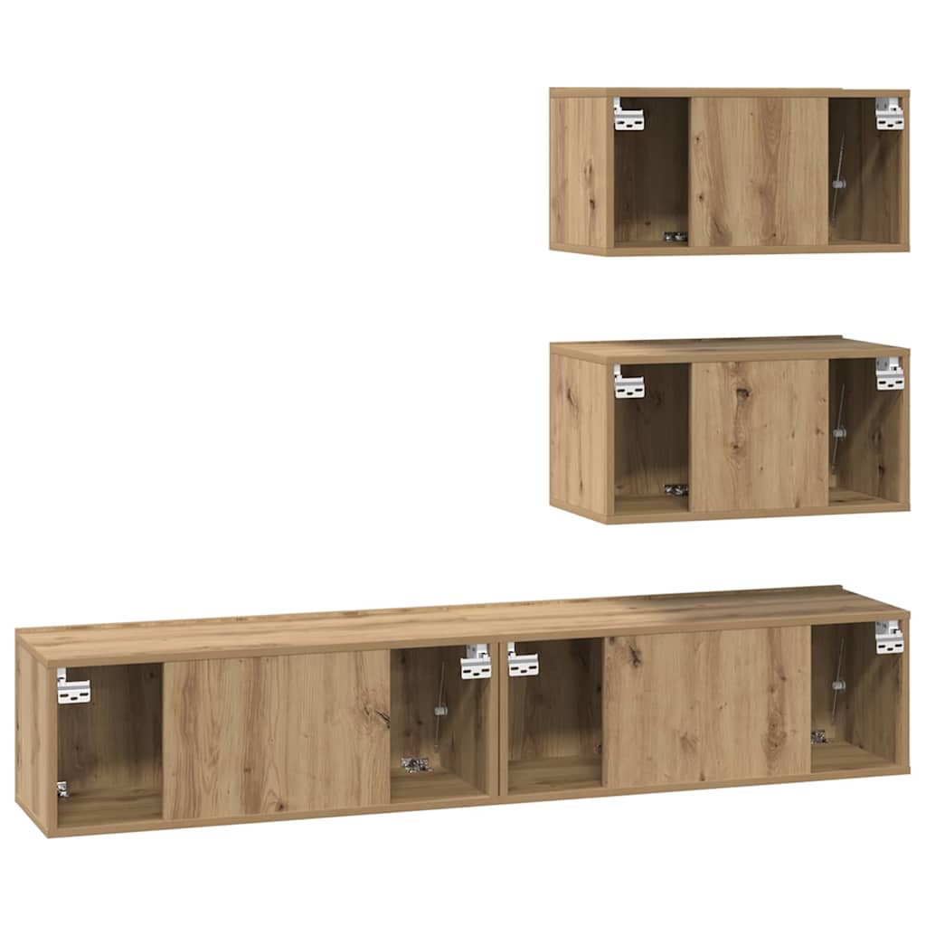 Set TV komoda Zidne 4 pcs Hrast artisan Konstruirano drvo