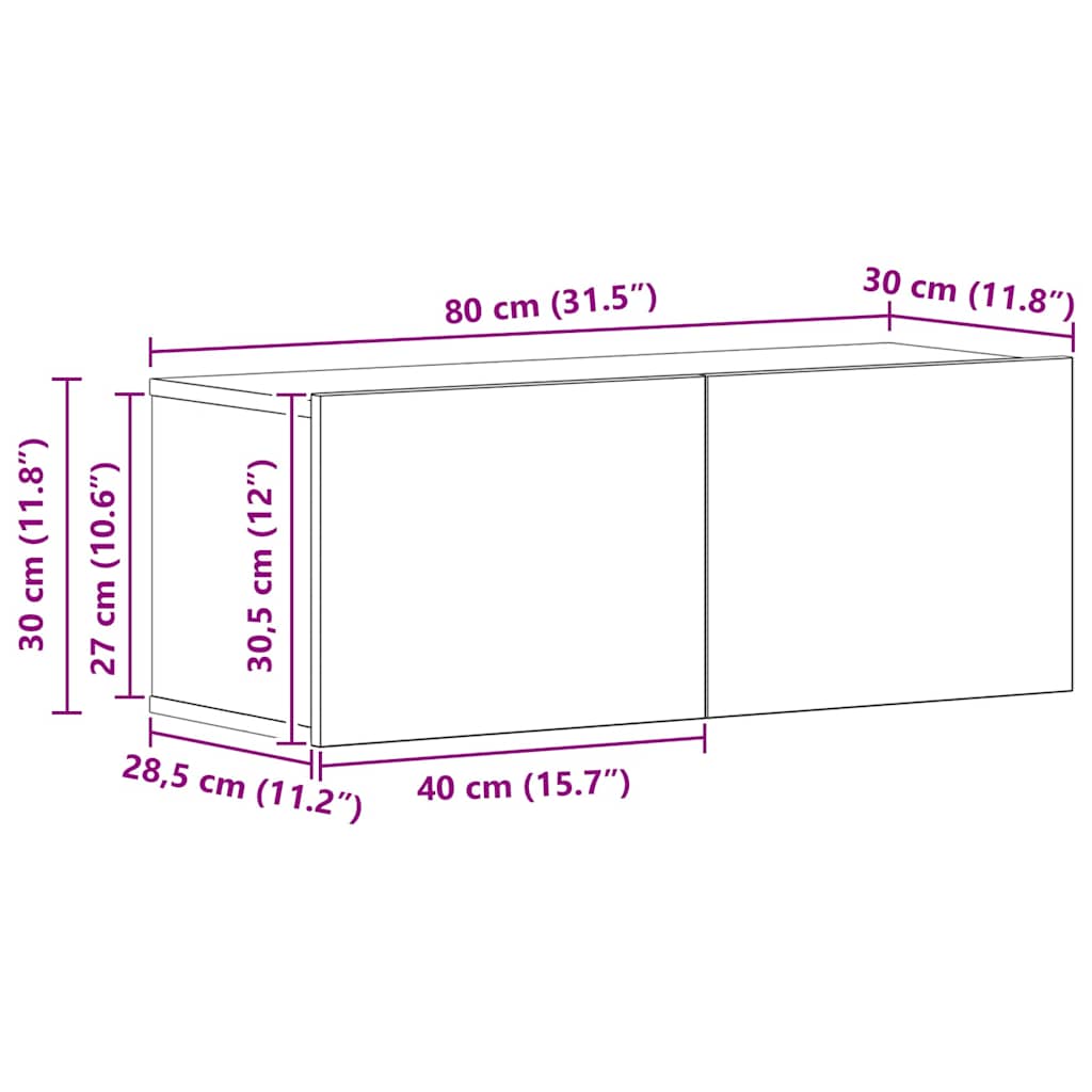 Set TV komoda Zidne 4 pcs Hrast artisan Konstruirano drvo