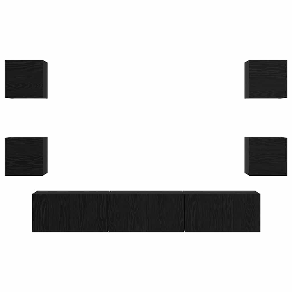 Set TV komoda Zidne 7 pcs Crni hrast Konstruirano drvo