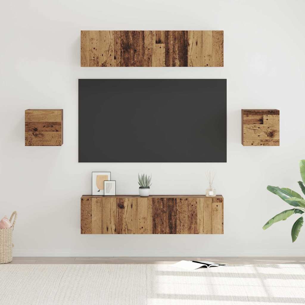 Set TV komoda Zidne 6 pcs Staro drvo Konstruirano drvo