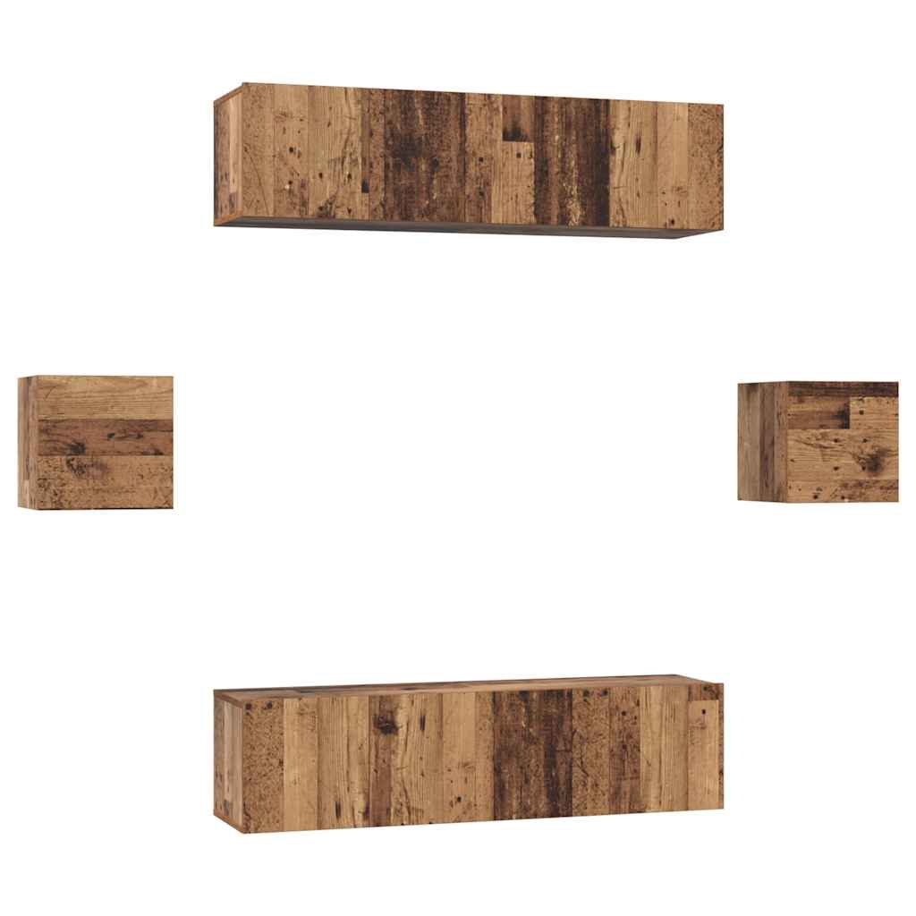 Set TV komoda Zidne 6 pcs Staro drvo Konstruirano drvo