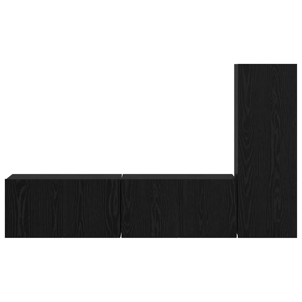 Set TV komoda Zidne 3 pcs Crni hrast Konstruirano drvo