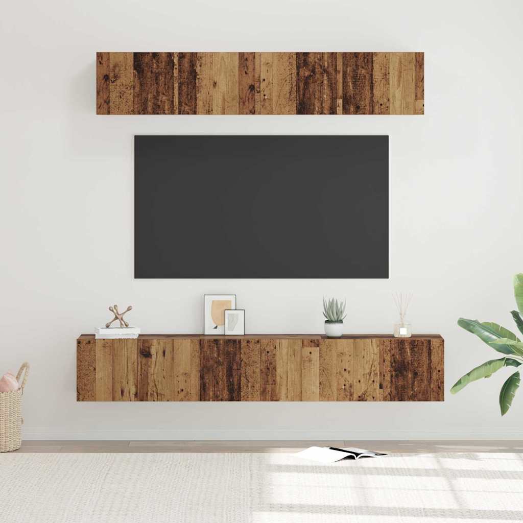 Set TV komoda Zidne 5 pcs Staro drvo Konstruirano drvo