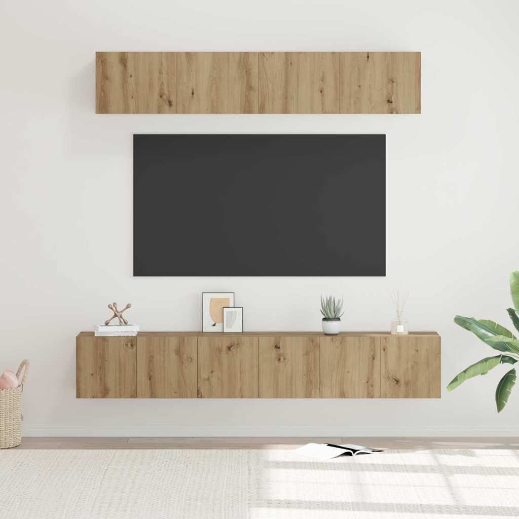 Set TV komoda Zidne 5 pcs Umjetnički hrast Konstruirano drvo