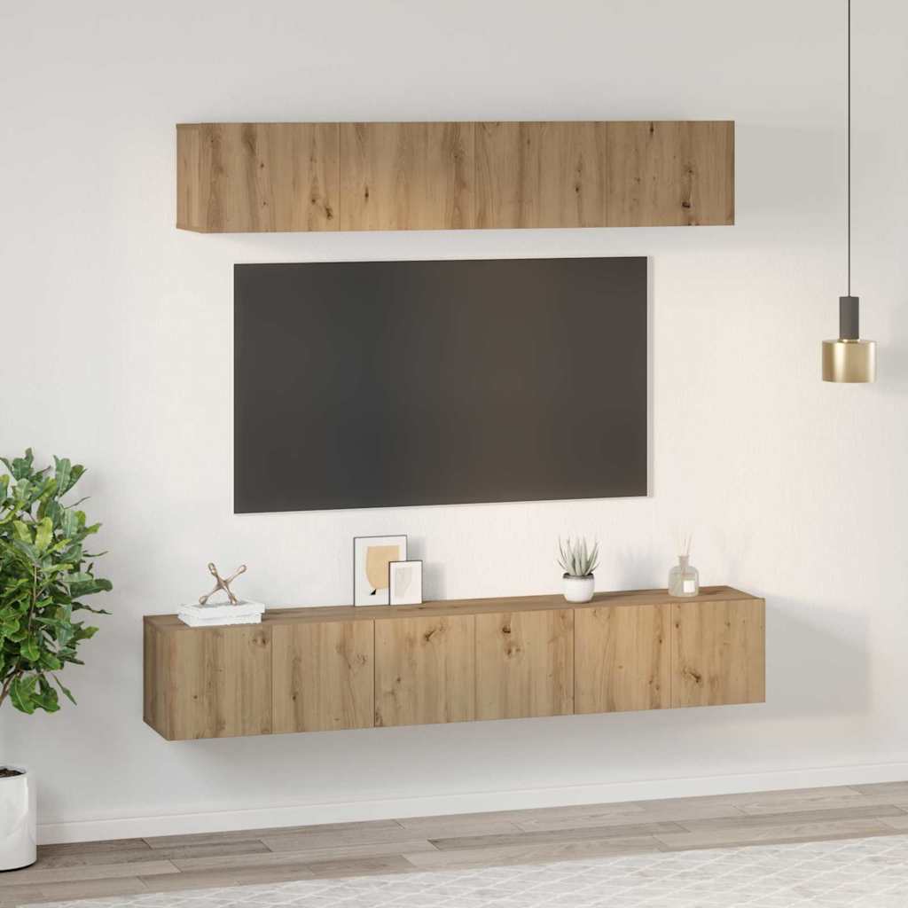 Set TV komoda Zidne 5 pcs Umjetnički hrast Konstruirano drvo