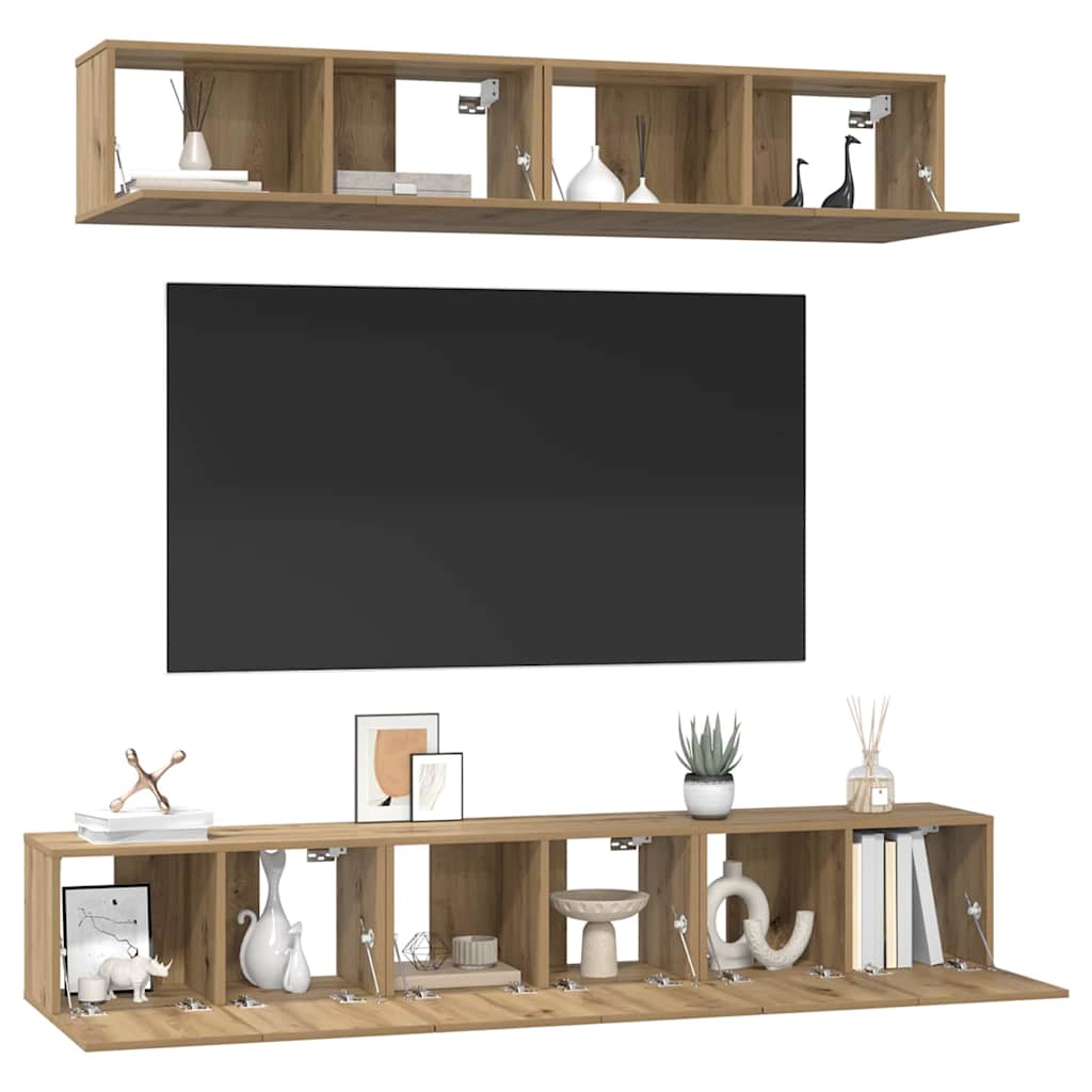 Set TV komoda Zidne 5 pcs Umjetnički hrast Konstruirano drvo