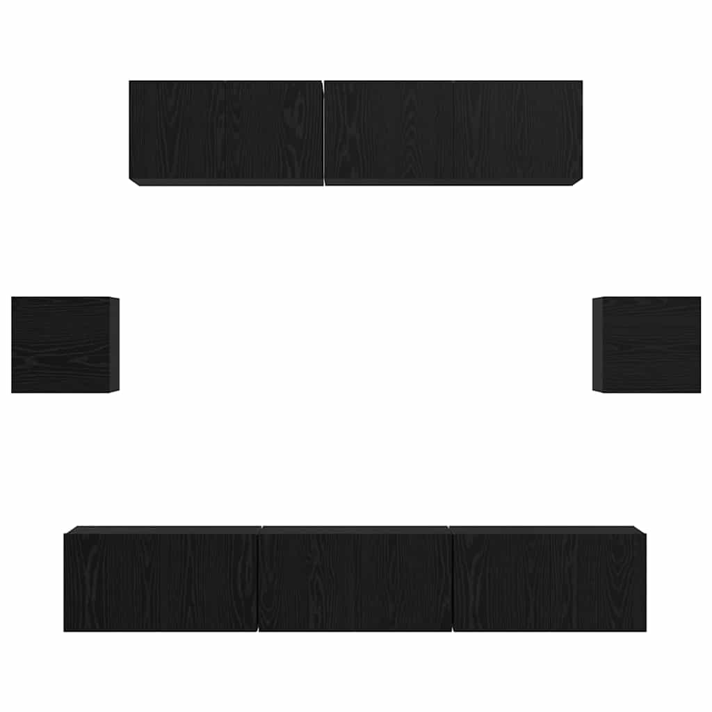 Set TV komoda Zidne 7 pcs Crni hrast Konstruirano drvo