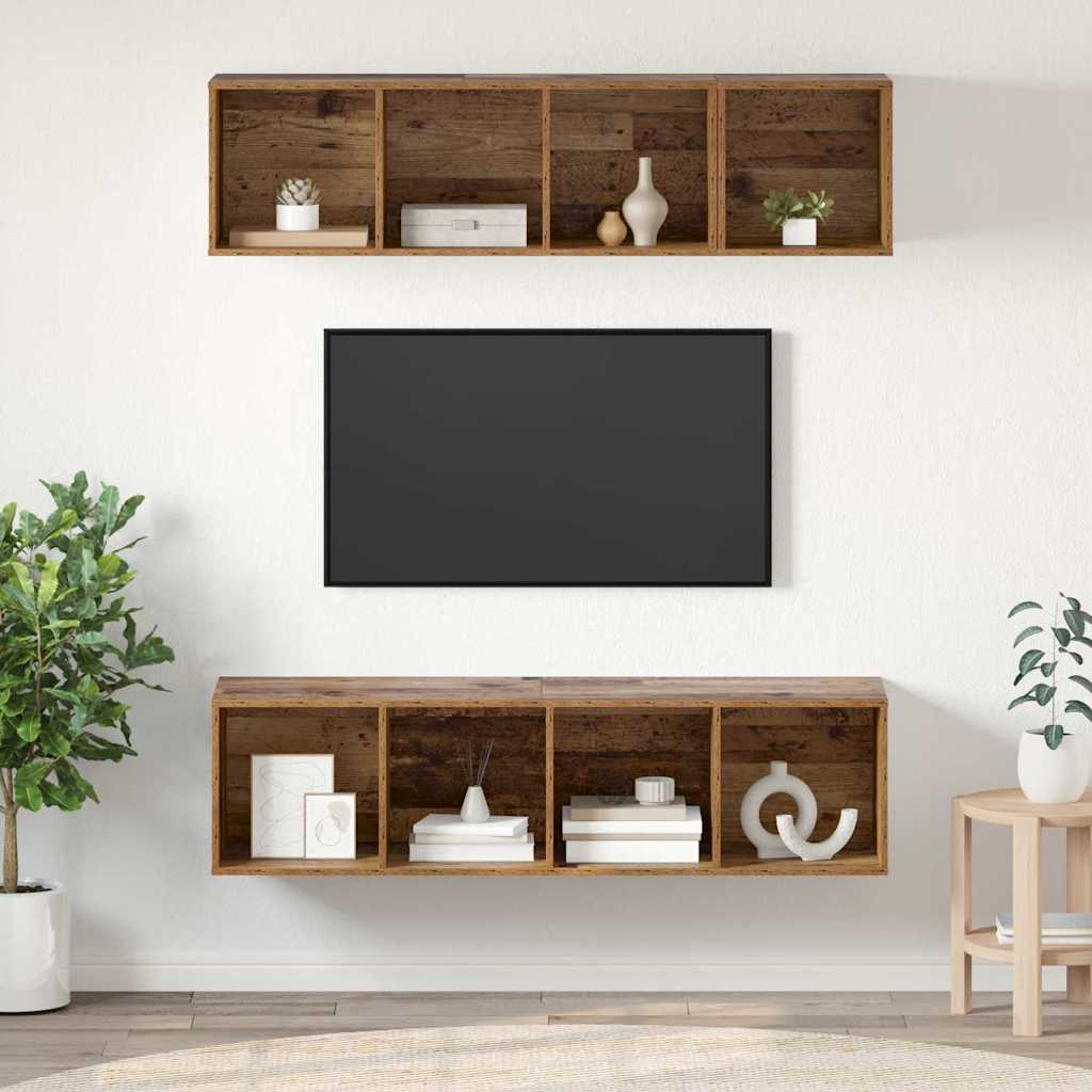 Set TV komoda Zidne 3 pcs Staro drvo Konstruirano drvo