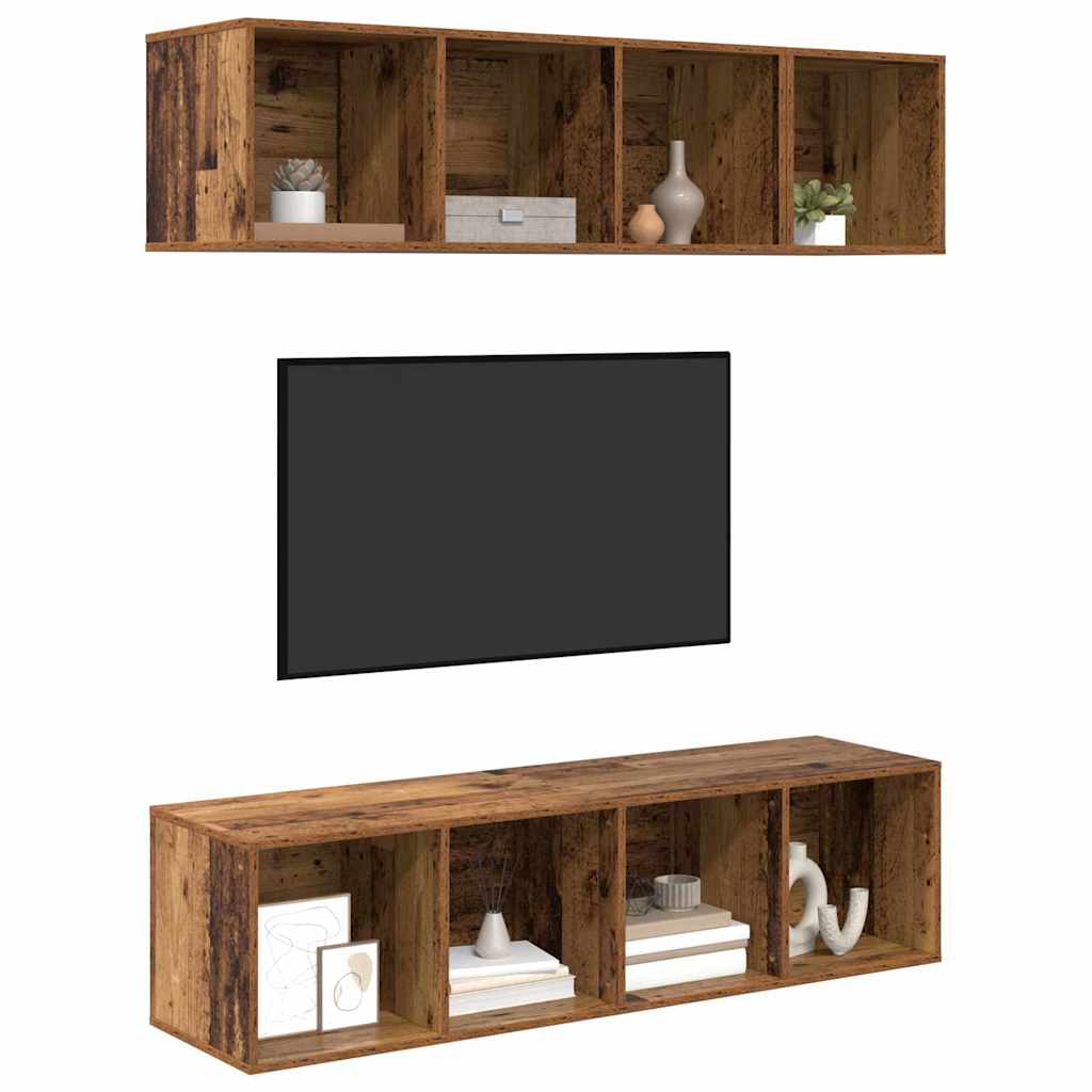 Set TV komoda Zidne 3 pcs Staro drvo Konstruirano drvo