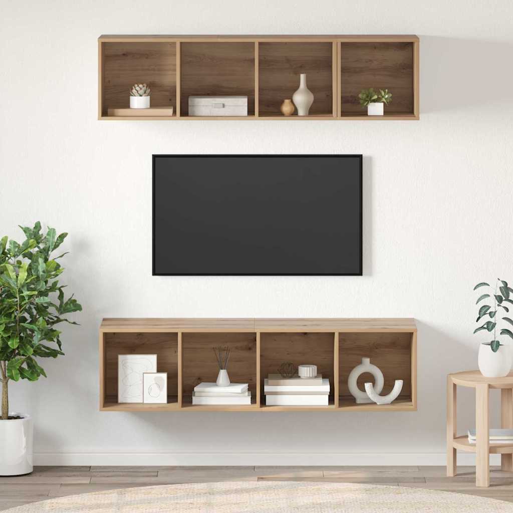 Set TV komoda Zidne 3 pcs Umjetnički hrast Konstruirano drvo