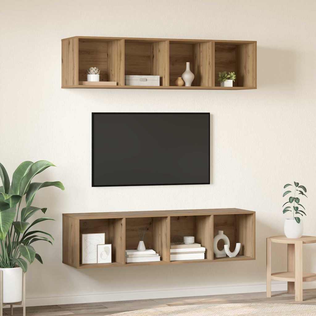 Set TV komoda 3 kom. Umjetnički hrast Konstruirano drvo Smeđa 37 x 37 x 107 cm