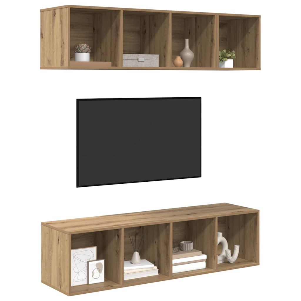 Set TV komoda Zidne 3 pcs Umjetnički hrast Konstruirano drvo