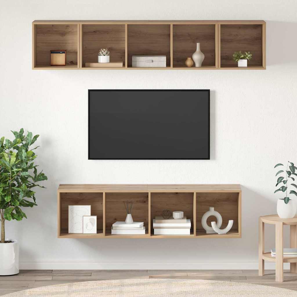 Set TV komoda Zidne 4 pcs Umjetnički hrast Konstruirano drvo