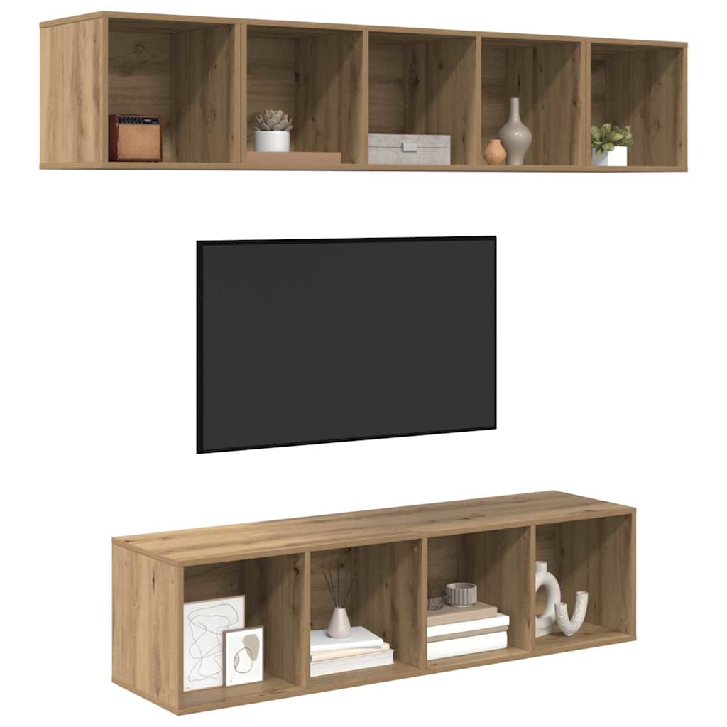 Set TV komoda Zidne 4 pcs Umjetnički hrast Konstruirano drvo