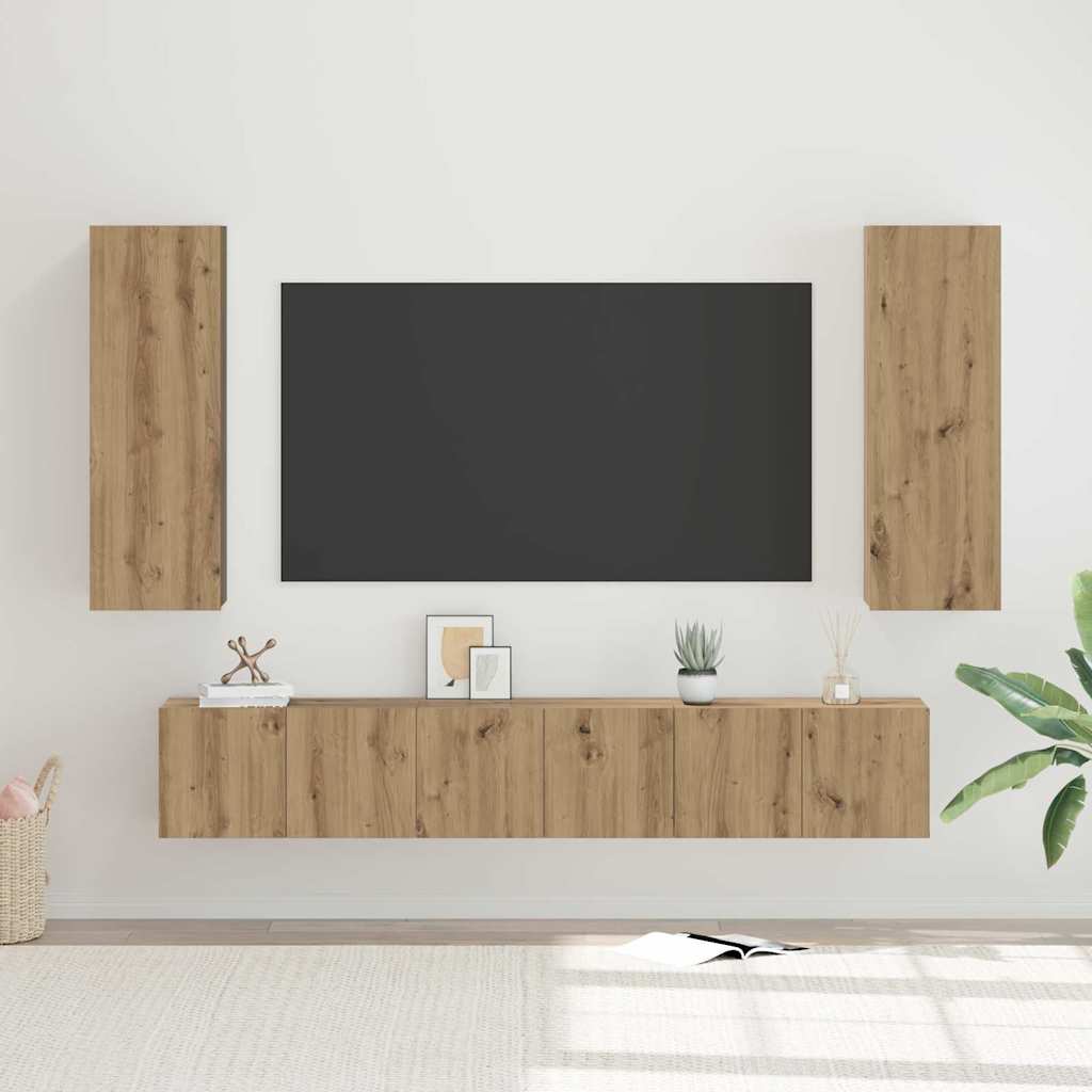 Set TV komoda Zidne 5 pcs Umjetnički hrast Konstruirano drvo