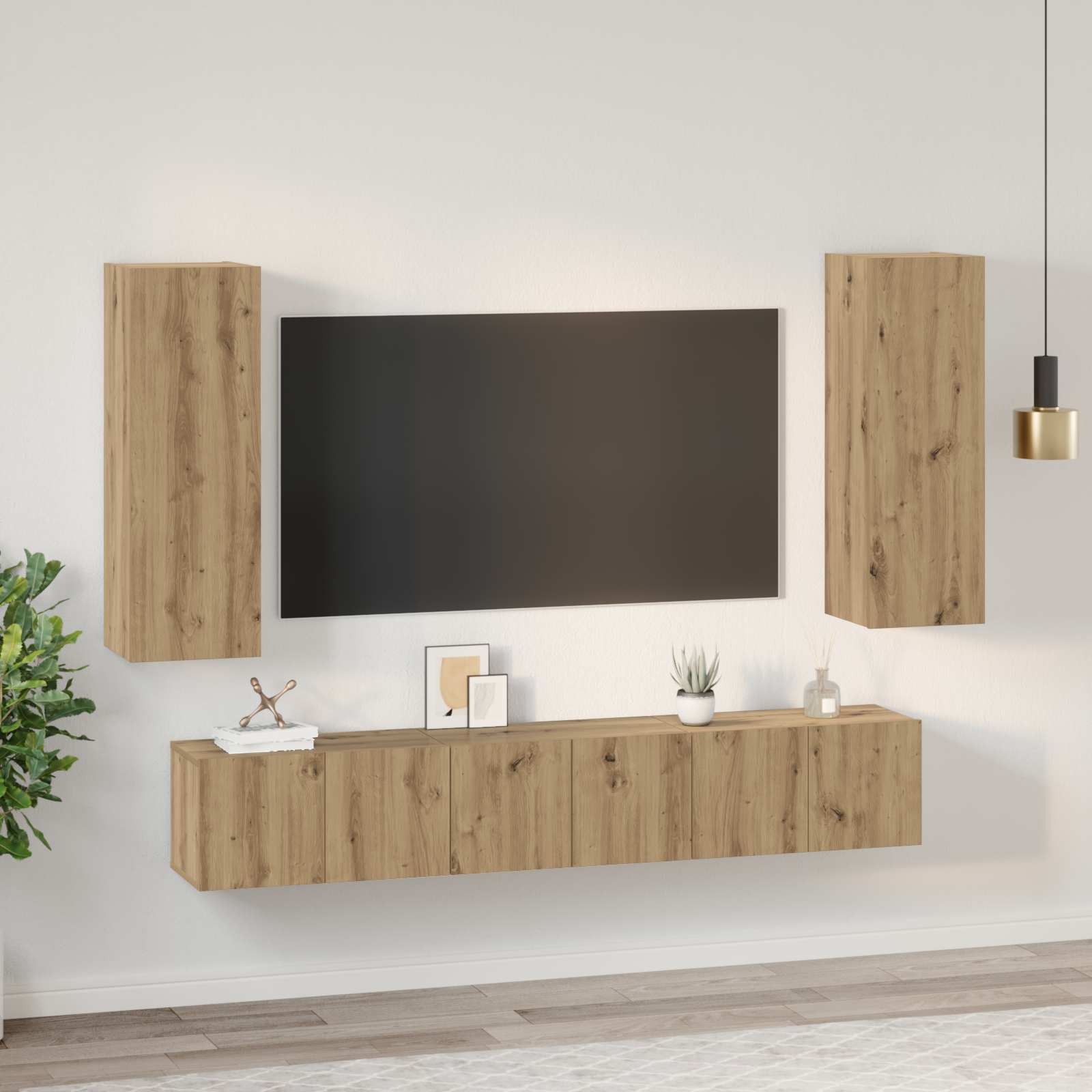 Set TV komoda Zidne 5 pcs Umjetnički hrast Konstruirano drvo