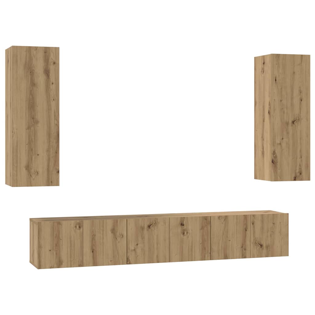 Set TV komoda Zidne 5 pcs Umjetnički hrast Konstruirano drvo
