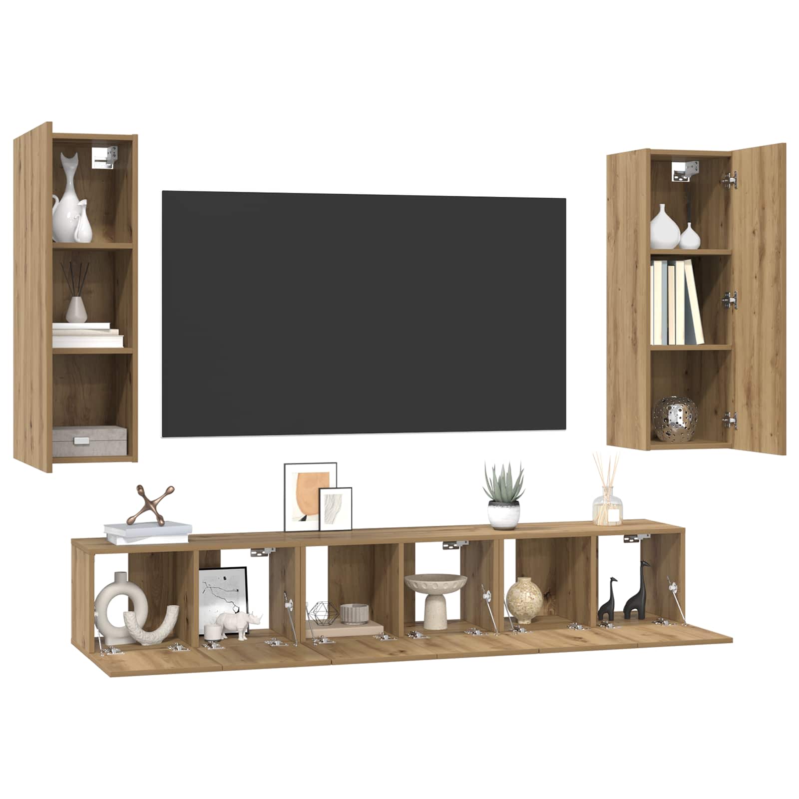 Set TV komoda Zidne 5 pcs Umjetnički hrast Konstruirano drvo