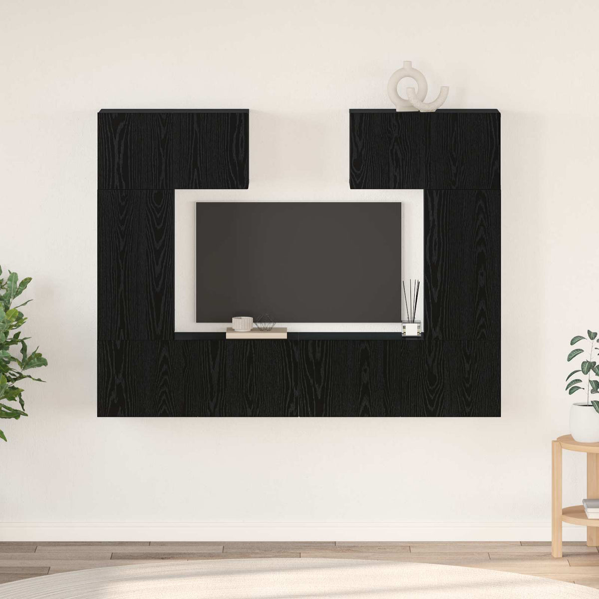 Set TV komoda 6 kom. Crni hrast Konstruirano drvo