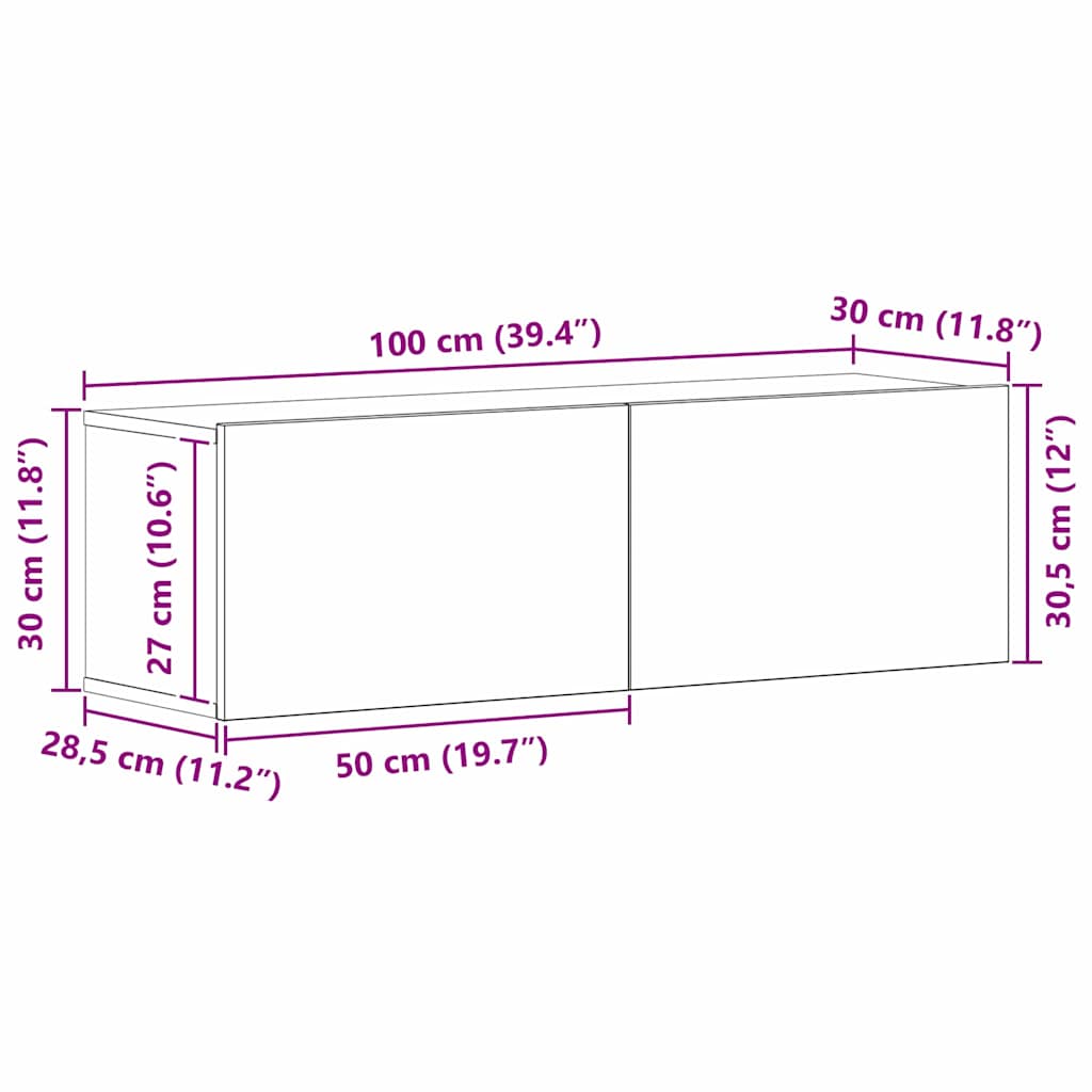 Set TV komoda Zidne 9 pcs Crni hrast Konstruirano drvo
